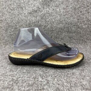 ✅Womens 7 Born Black Leather Thong Sandals Casual Comfort Slip On Slides Summer